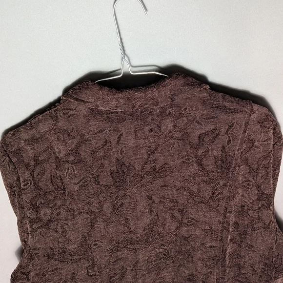 Croft & Barrow Floral Textured Jacquard Brown Blazer Classic Cozy Career Jacket - Picture 5 of 16